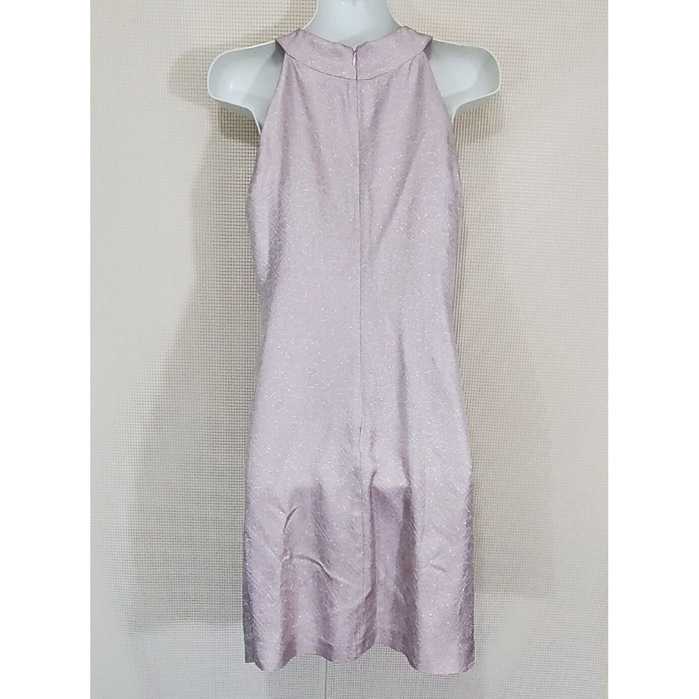 ABS Allen Schwartz Dress 6 Pink Silver Metallic Beaded Rhinestone Cocktail Vtg - Picture 9 of 16